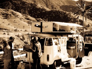 Making breakfast with a backdrop